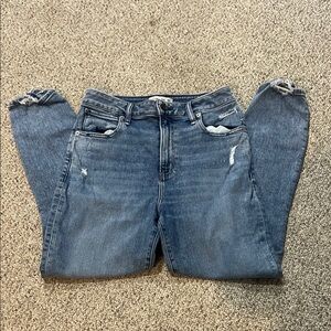 Abercrombie & Fitch Blue The Super Skinny Ankle High Rise Jeans Distressed